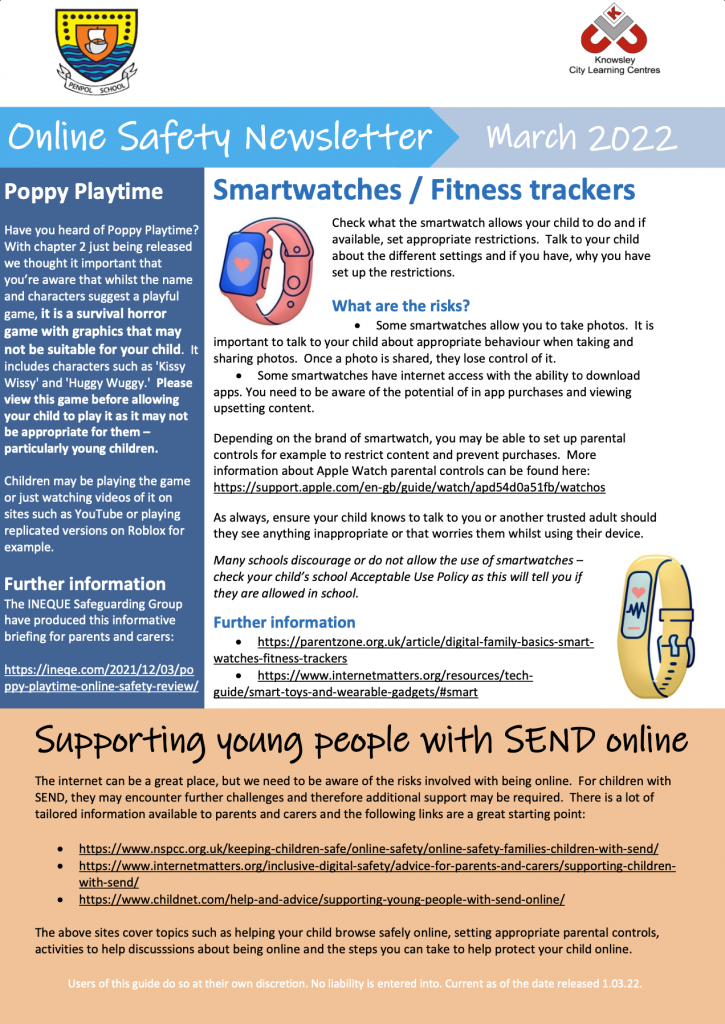 Online Safety Newsletter Penpol Primary School