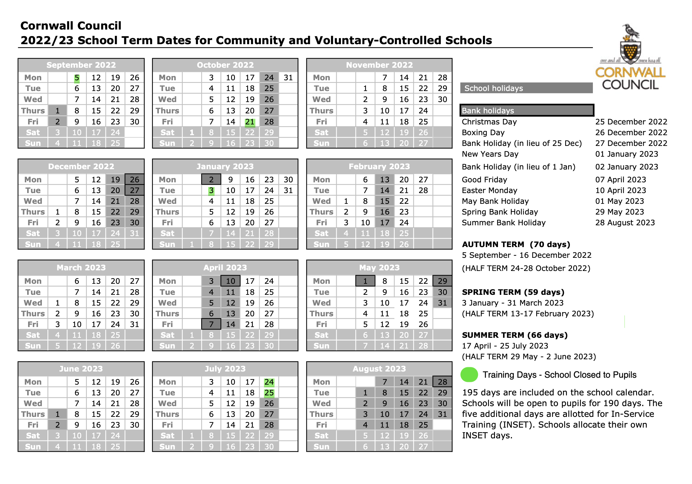 Term Dates 2022 2023 Penpol Primary School
