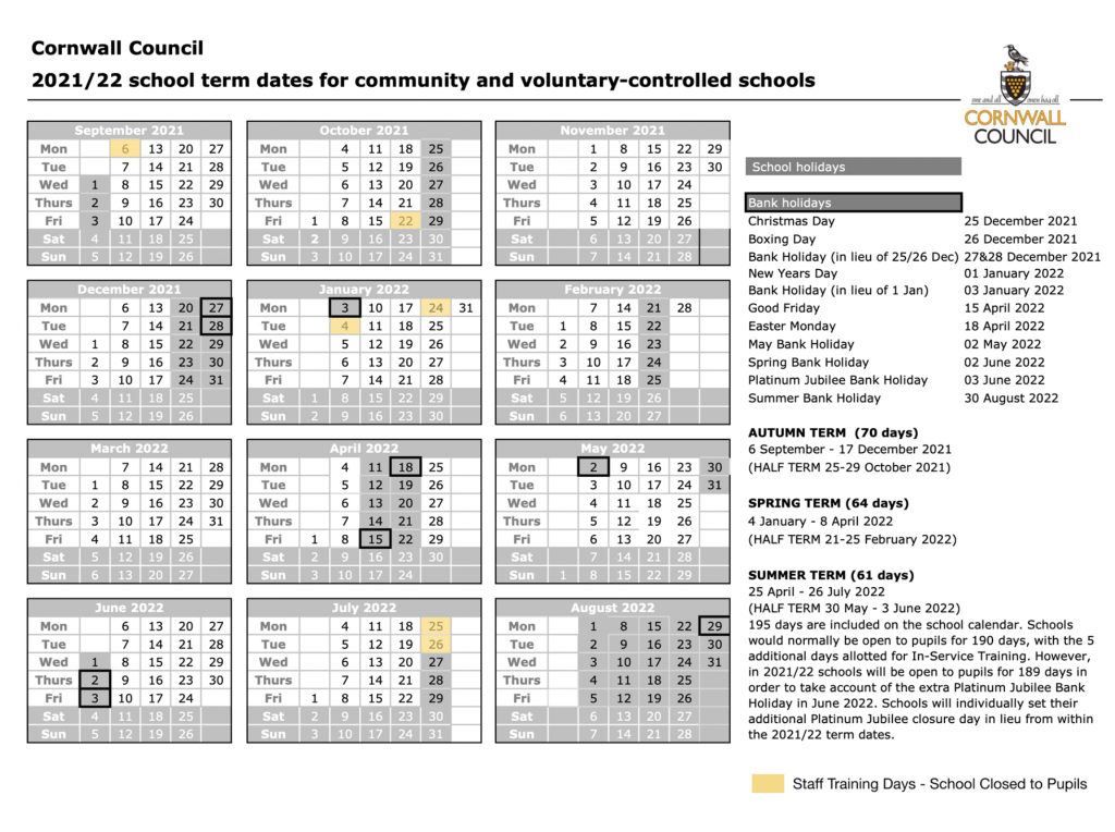 Term Dates 2021 2022 Penpol Primary School